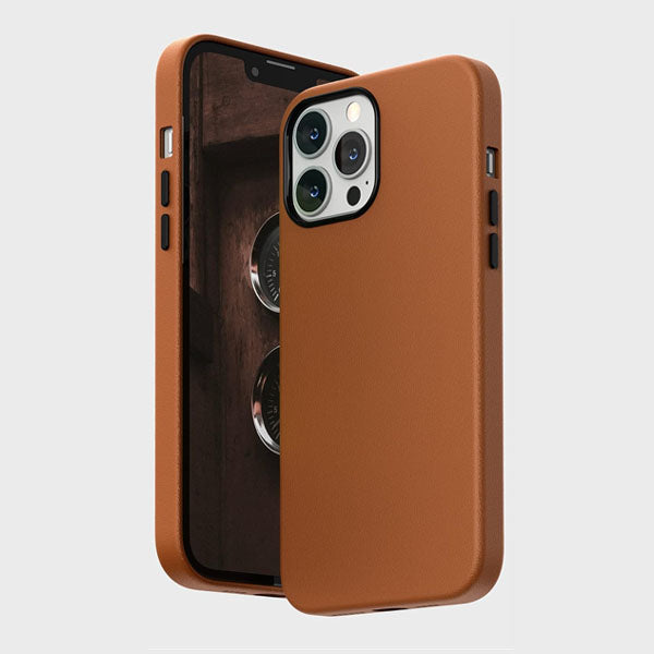 Kzdoo Leather iPhone Case with Camera Protection - Saddle Brown