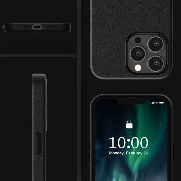 Kzdoo Leather iPhone Case with Camera Protection - Black