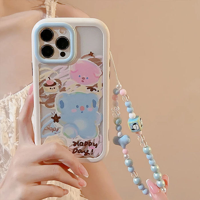 Qimberly Cute Elephant Graffiti Cute iPhone Case with Bracelet Chain