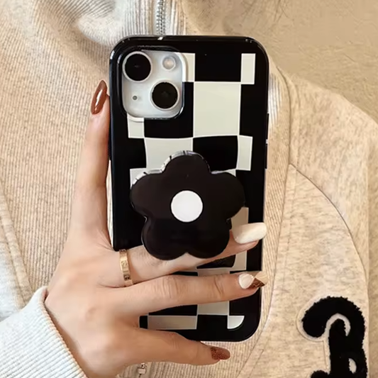 Qimberly Elegant Black Floral Cute iPhone Popsocket Case For Girls