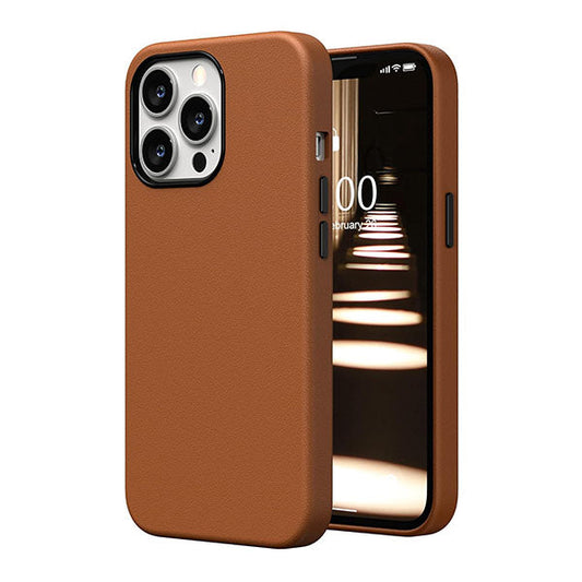 Kzdoo Leather iPhone Case with Camera Protection - Saddle Brown