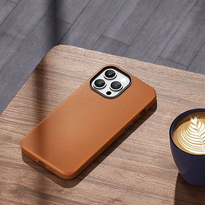 Kzdoo Leather iPhone Case with Camera Protection - Saddle Brown