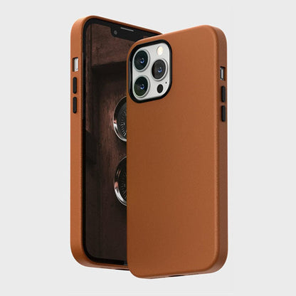 Kzdoo Leather iPhone Case with Camera Protection - Saddle Brown