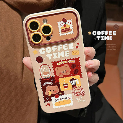 Qimberly Lovely Teddy Bear Retro Coffee Stamp iPhone Case