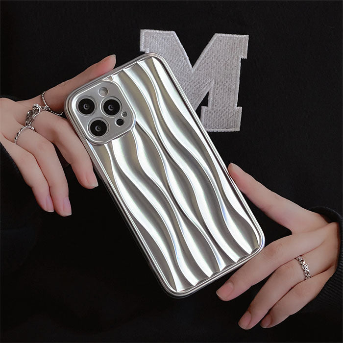 Qimberly Water Ripple 3D Matte Silver iPhone Case