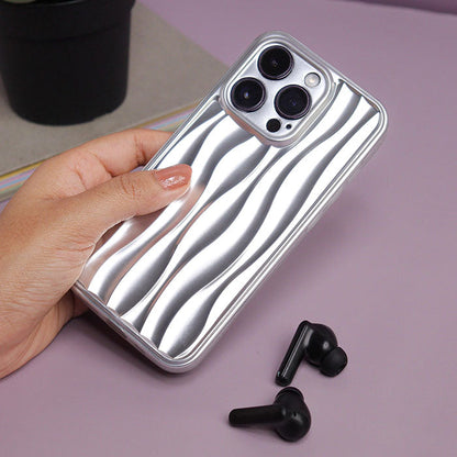 Qimberly Water Ripple 3D Matte Silver iPhone Case